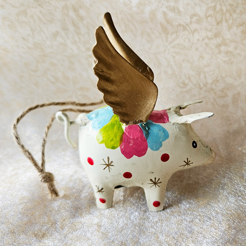 Flying Pig Handmade Metal Hanging Ornament