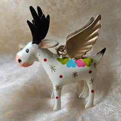 Flying Reindeer Handmade Metal Hanging Ornament