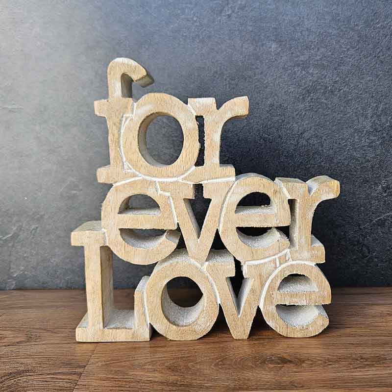 Forever Love Carved Wooden Word Sign