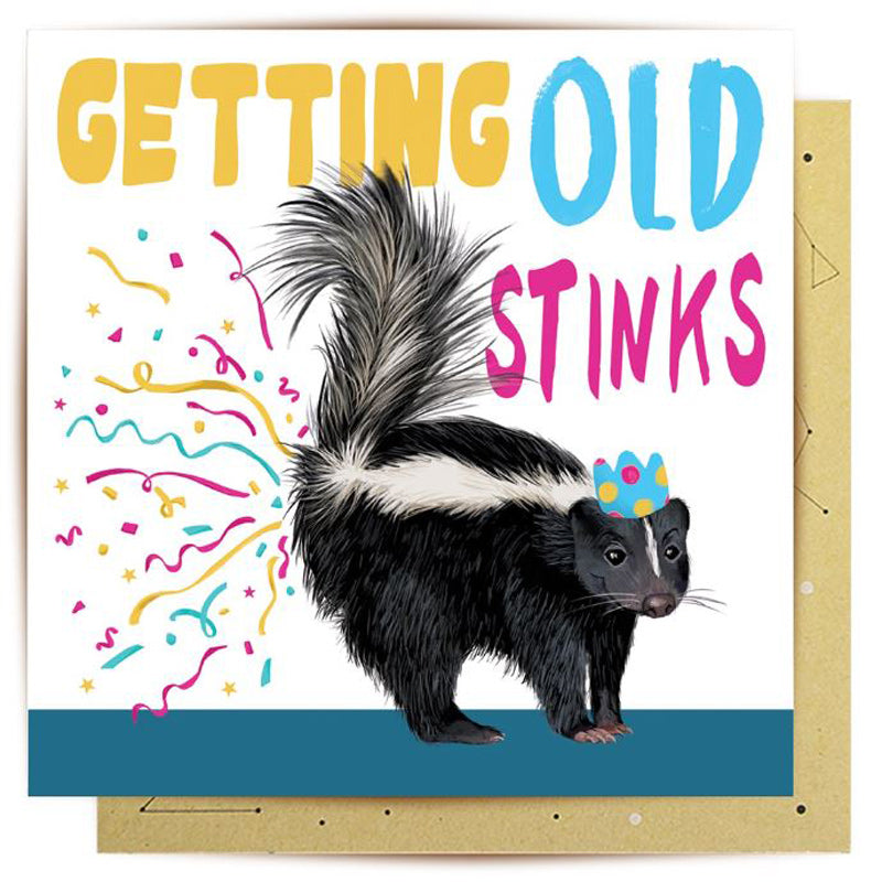 Getting Old Stinks Skunk Greeting Card