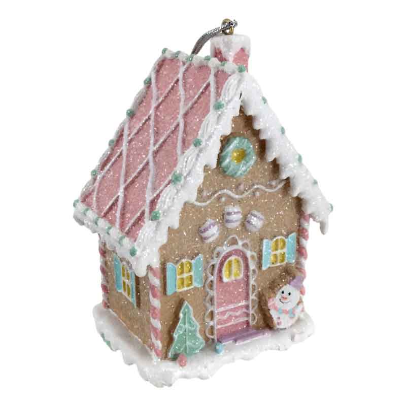 Pink Gingerbread 3D House Christmas Ornament