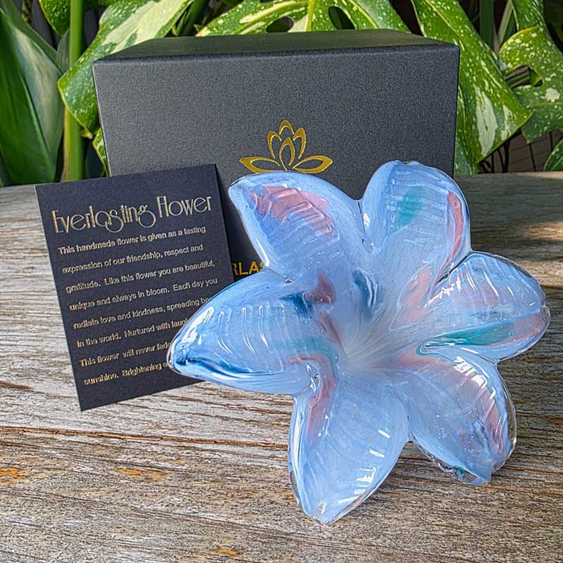 Glass Everlasting Flower - Light Blue