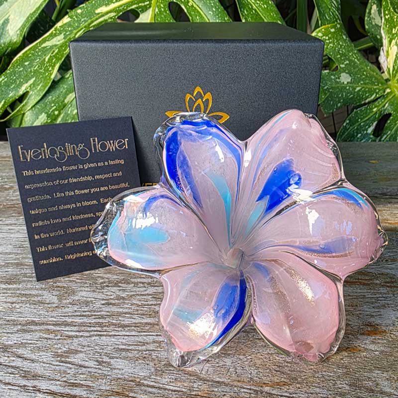 Glass Everlasting Flower - Soft Pink & Blue