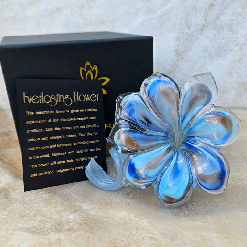 Glass Everlasting Flower - Blue & Gold