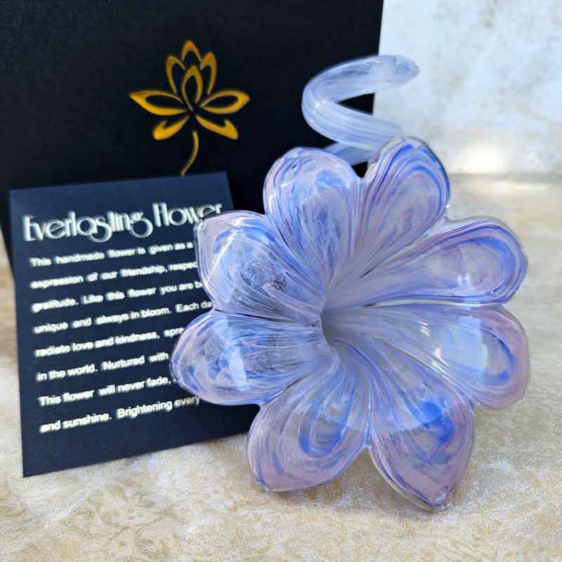 Glass Everlasting Flower - Pink & Blue