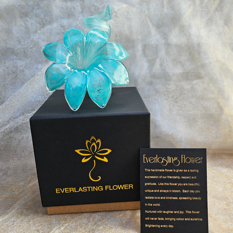 Glass Everlasting Flower - Teal