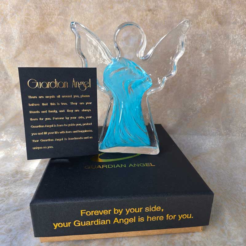 Glass Guardian Angel - Blue/Green Swirls