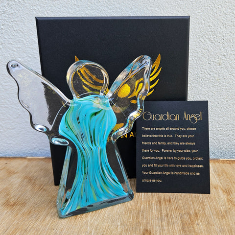 Glass Guardian Angel - Blue/Green Swirls