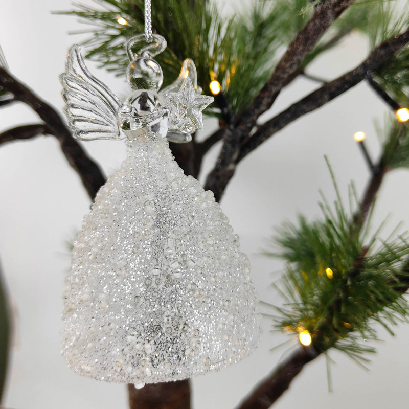 Elegant Glass Sparkly Christmas Angel Ornament