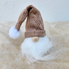 Sitting Fabric Gnome With Bell - Brown