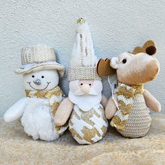 Snowman Hanging Christmas Ornament - Gold