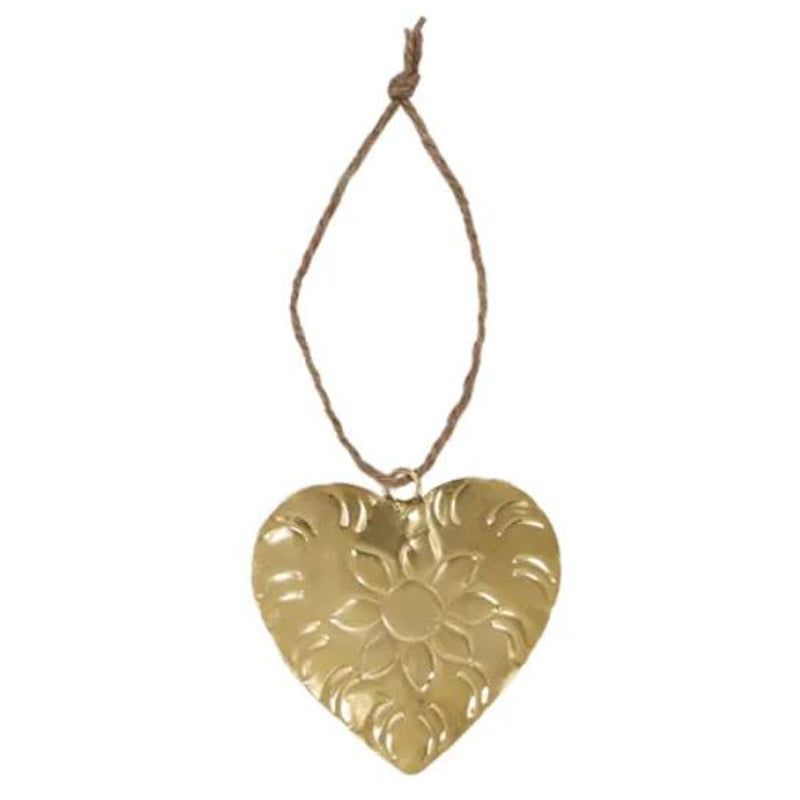 Gold Metal Hanging Heart Ornament