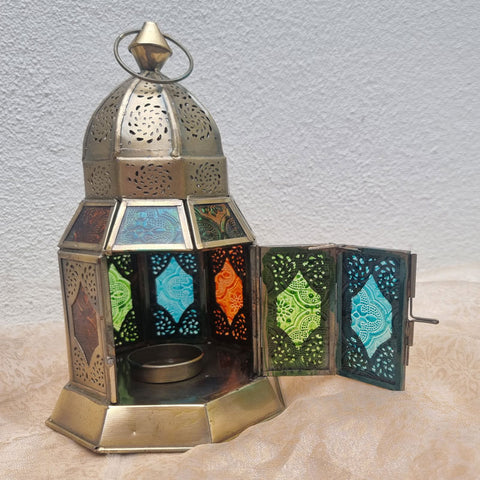 Brass Multicolour Handcrafted Lantern