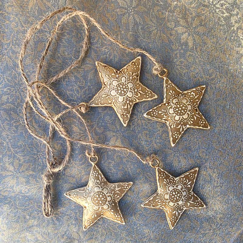 Mini Gold Metal Stars on String