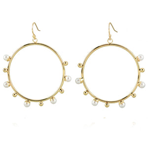 Gold Hoop & Pearl Earrings