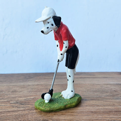 Golf Playing Dalmation Dog Figurine