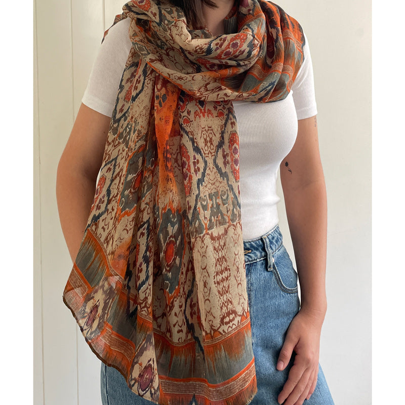 Good Karma Burnt Orange & Sage Scarf