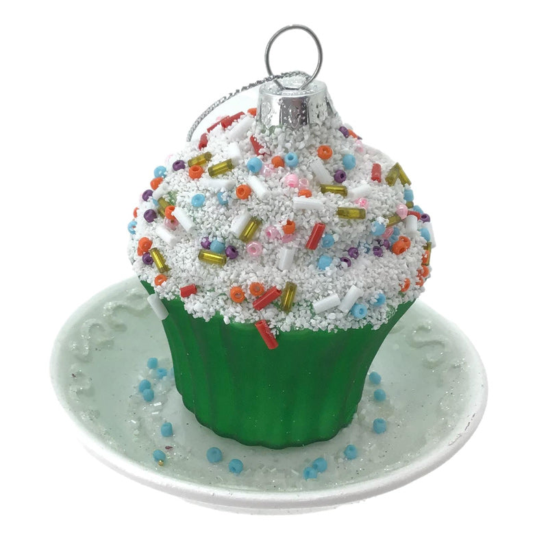 Cupcake Christmas Hanging Ornament - Green