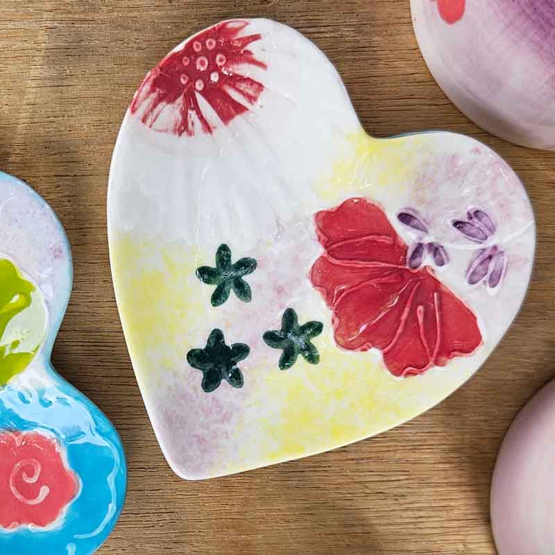 Handpainted Heart Trinket Dish - Pink