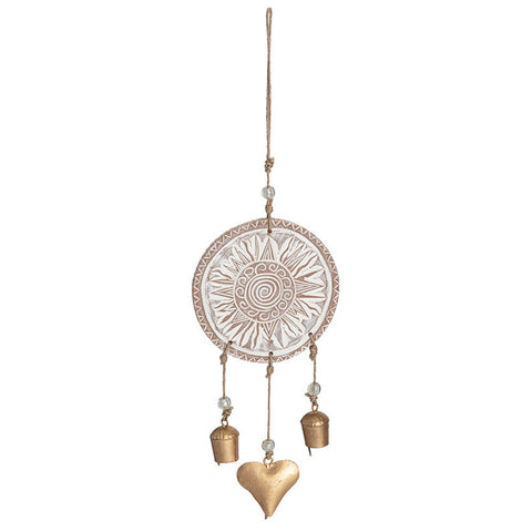 Handcrafted Hanging Mandala With Heart & Bells 65cm