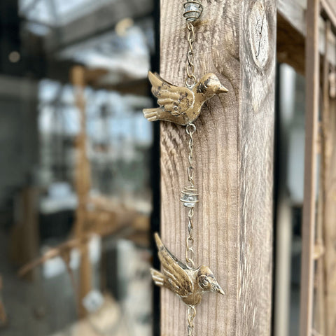 Hanging Birds On Chain Garden Decor - Copper