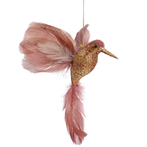Hanging Bird Christmas Ornament - Rose Pink