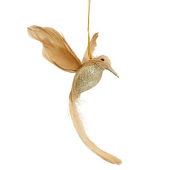 Hanging Bird Christmas Ornament - Small Gold