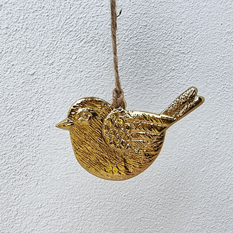 Hanging Brass Christmas Bird Ornament