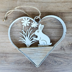 Hanging Bunny Heart With Daisies