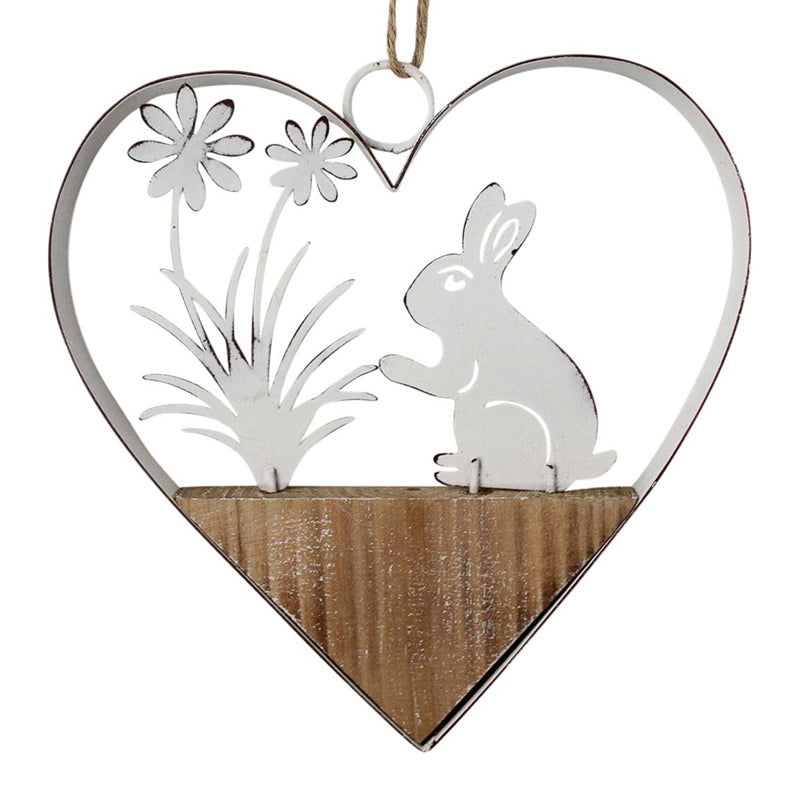 Hanging Bunny Heart With Daisies