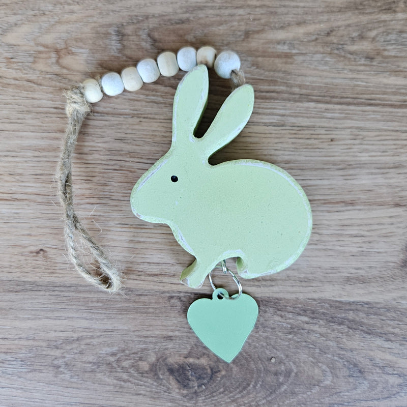 Hanging Rabbit With Heart - Green