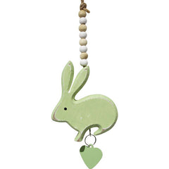Hanging Rabbit With Heart - Green