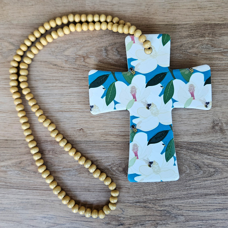 Hanging Beads And Cross - Magnolia