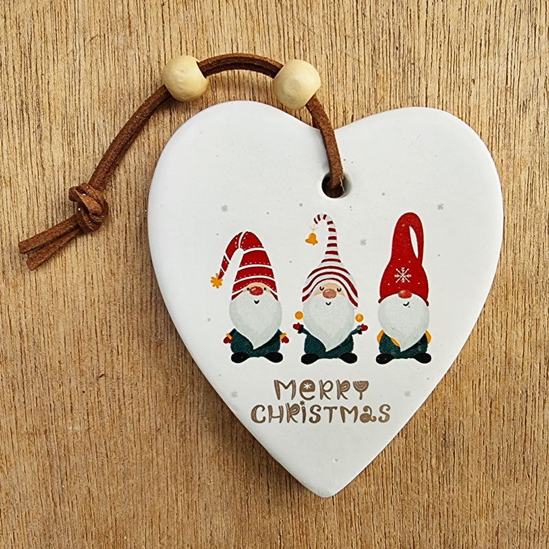 Hanging Heart Christmas Gnome Trio Ornament