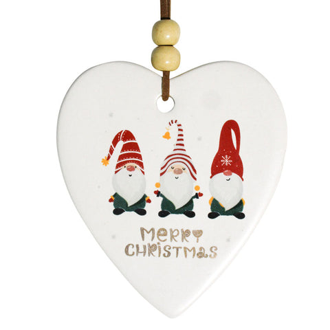 Hanging Heart Christmas Gnome Trio Ornament