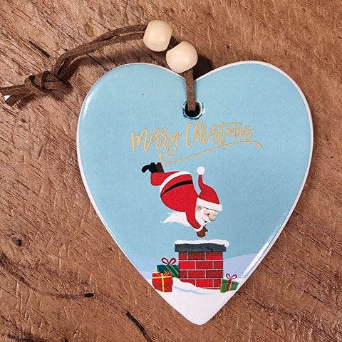 Super Santa Merry Christmas Hanging Heart Ornament