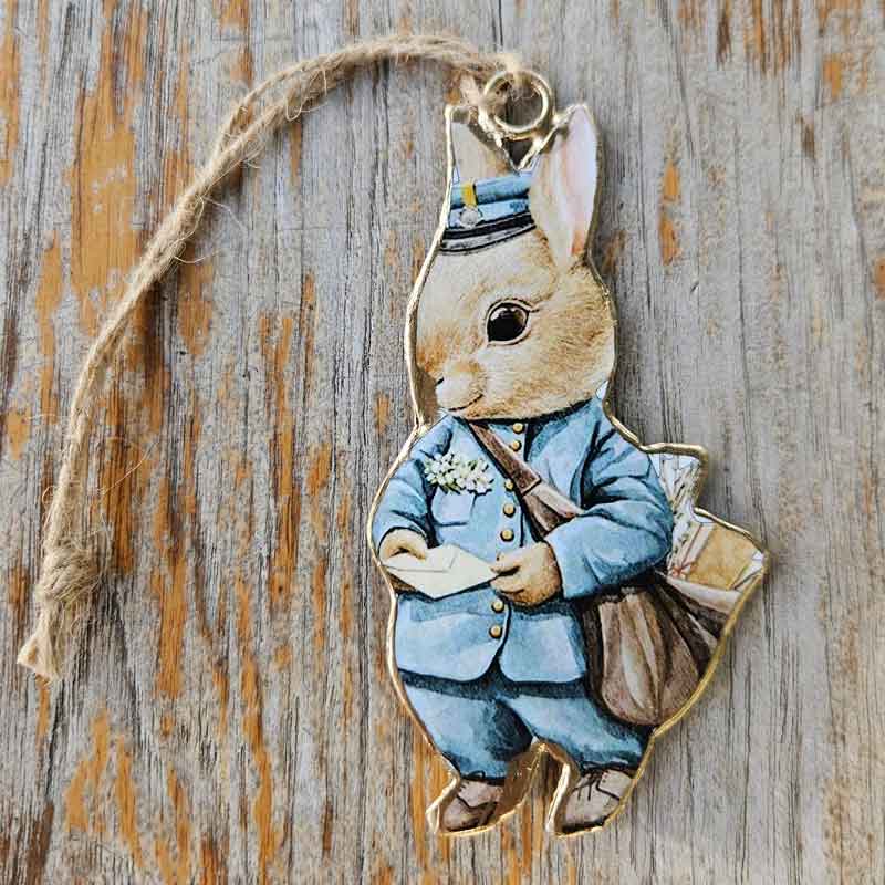 Vintage Metal Hanging Rabbit - Postman