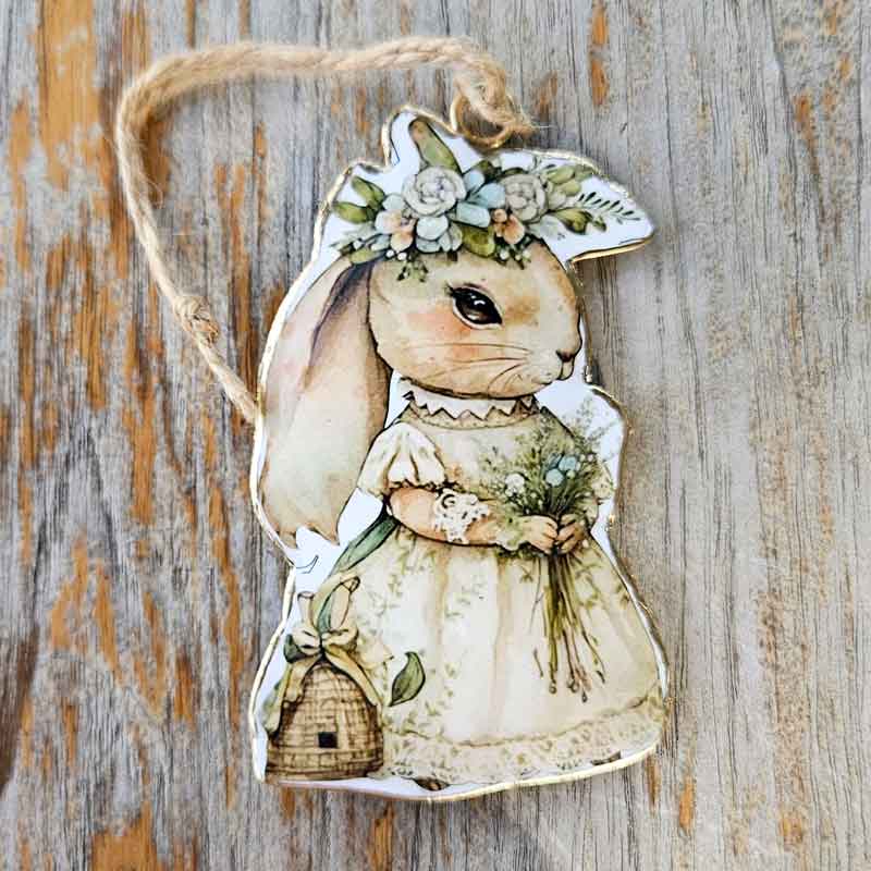 Vintage Metal Hanging Rabbit - Bride