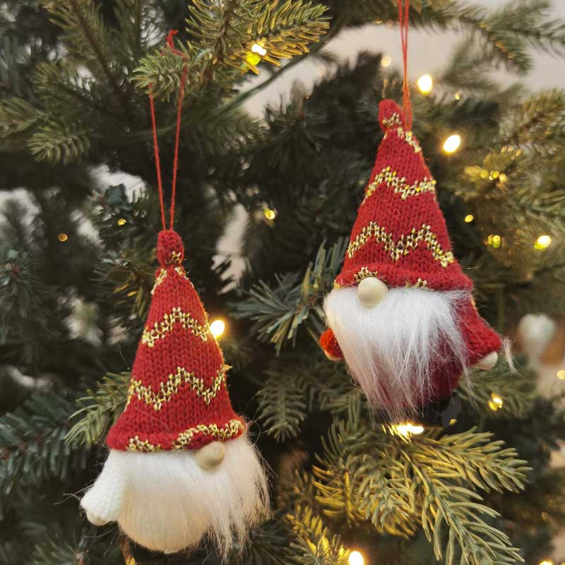 Hanging Gnome Tomte Christmas Ornament - Red or White