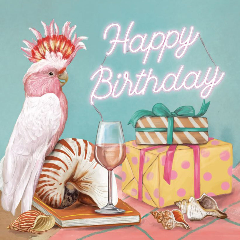 Coastal Galah Happy Birthday Greeting Card