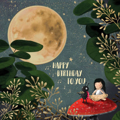 Happy Birthday Ladybird Moon Greeting Card