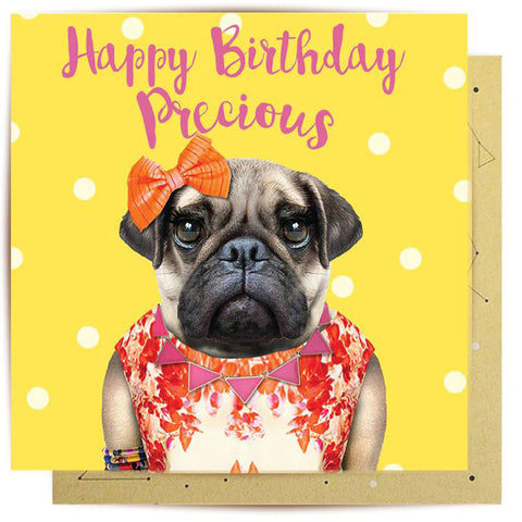 Happy Birthday Precious Pug Greeting Card