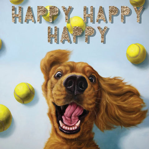 Happy Happy Happy Dog Greeting Card
