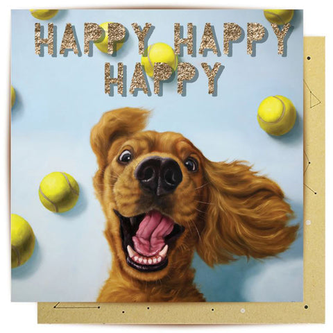Happy Happy Happy Dog Greeting Card