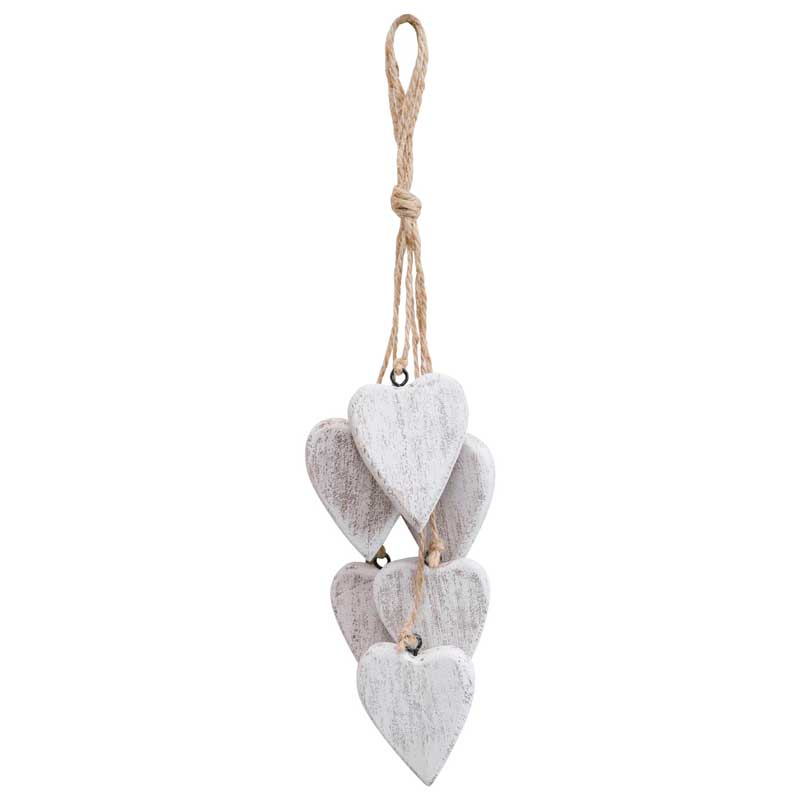 Hanging Heart Cluster - Rustic White