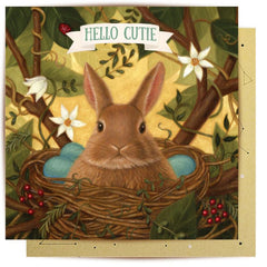 Hello Cutie Easter Bunny Greeting Card