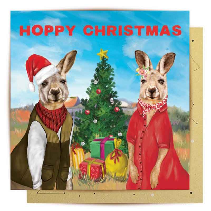 Hoppy Christmas Kangaroo Greeting Card