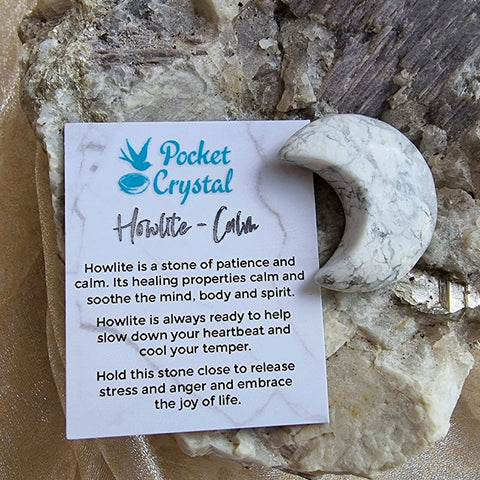 Howlite Pocket Crystal Moon - Calm