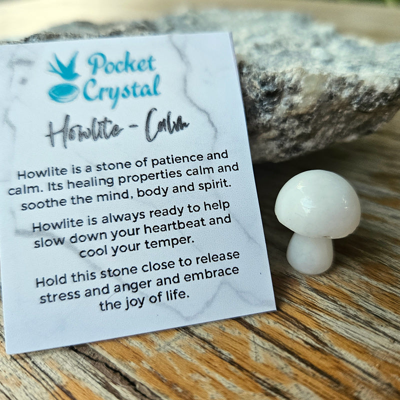 Howlite Pocket Crystal Mushroom  - Calm