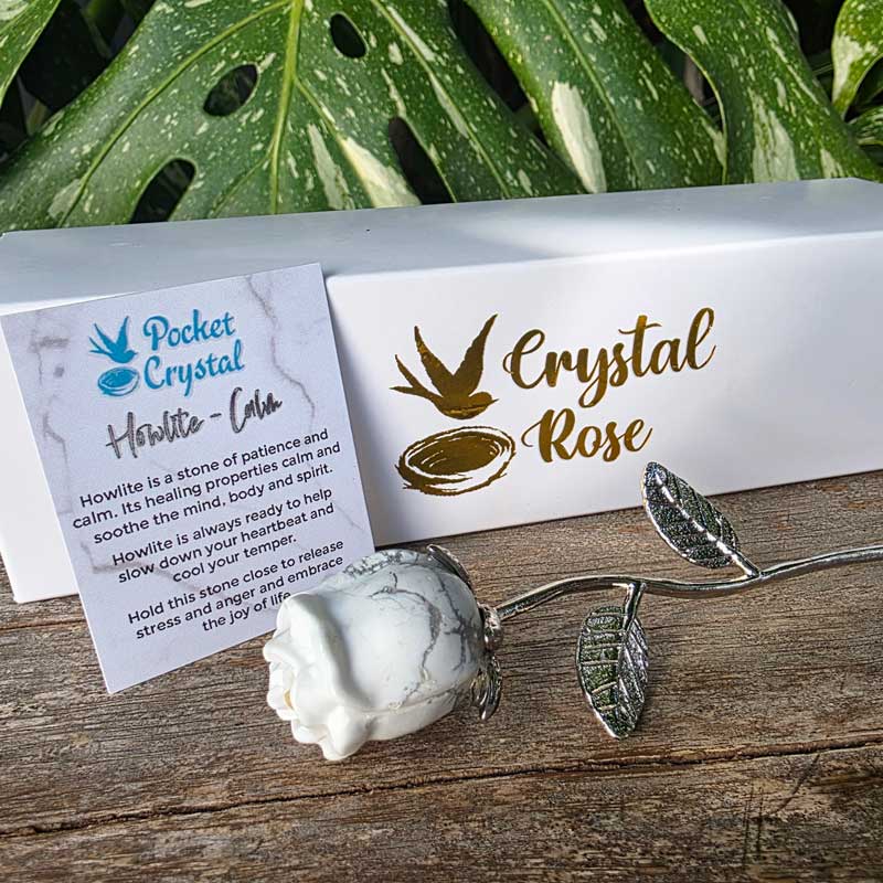 White Howlite Crystal Rose - Calm
